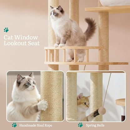 YITAHOME 63" Stable Pine Wood Cat Tree