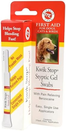Miracle Care Kwik Stop Styptic Gel Swabs for Dogs, Cats, and Birds, 3 Count