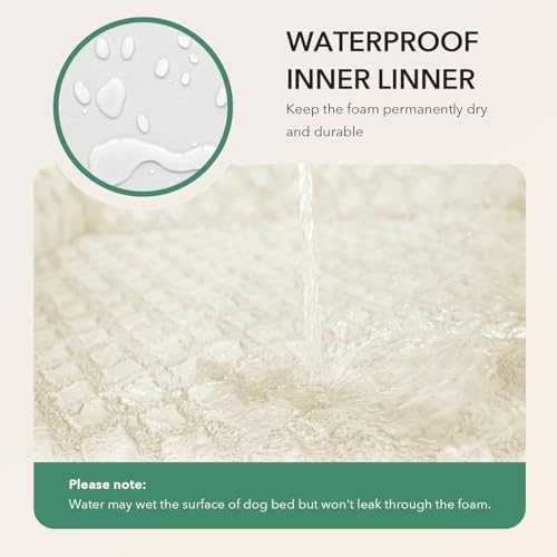 Waterproof Orthopedic Dog Bed for Extra Large Dogs, 42x30in, Beige