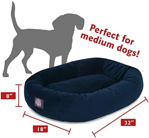 Majestic Pet Suede Calming Dog Bed, 32 Inch Medium, Round, Washable, Navy
