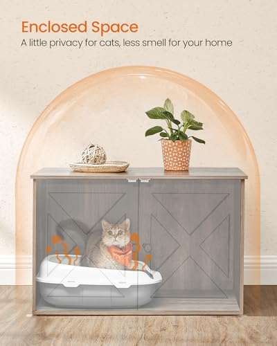 Feandrea Cat Litter Box Enclosure, End Table, 27.6 x 19.7 x 19.7 Inches
