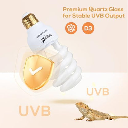 UVB Bulb for Reptiles, 10.0 26W UVB Light for Reptiles, Hygger zoo UVA UVB Reptile Light Bulb Reptile UVB Bulb UVB Light for Bearded Dragon Turtle Lizard Reptile Lamp Terrarium Lamp for Desert Reptile