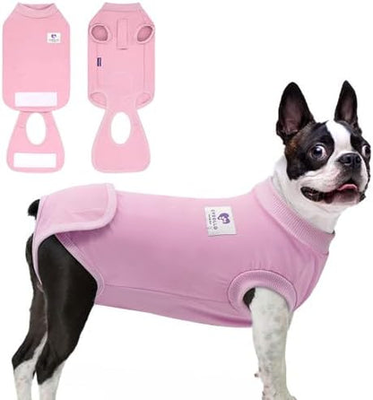 cyeollo Dog Surgery Recovery Suit for Female Male Dogs Cats Soft Breathable Dog Onesie After Spay, Neuter, Anti-Licking Pet Surgical Recovery Snugly Suit Bodysuit, Pink, XS