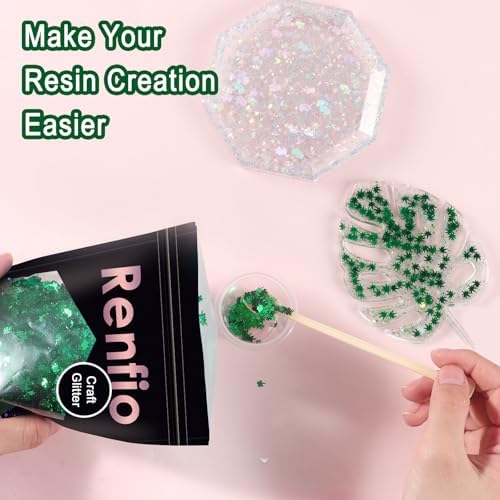 Renfio 1.75 Oz 50g Four Leaf Clover Confetti Glitter for Resin
