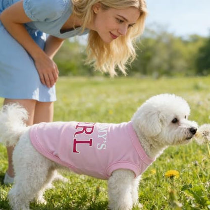 BINGPET Mommy's Girl Dog Shirt, Mamas Girl Puppy T-Shirt, Soft Cotton Vest