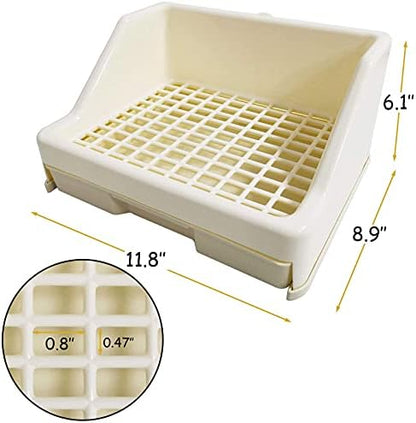 kathson Rabbit Litter Box Trainer Small Animal Potty Corner Toilet with Drawer Pet Cage Pan Litter Bedding Box for Adult Guinea Pig Hamster Bunny Ferret Galesaur Mouse Squirrel (White)