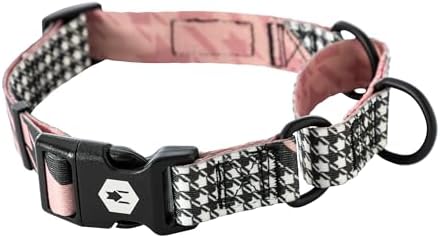 Wolfgang Heavy Duty Martingale Dog Collar with Quick Release Nylon Buckle for Walking & Training, HoundsPink Print, Small