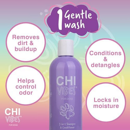 CHI Vibes for Dogs 5-in-1 Shampoo & Conditioner, 12 Fl Oz