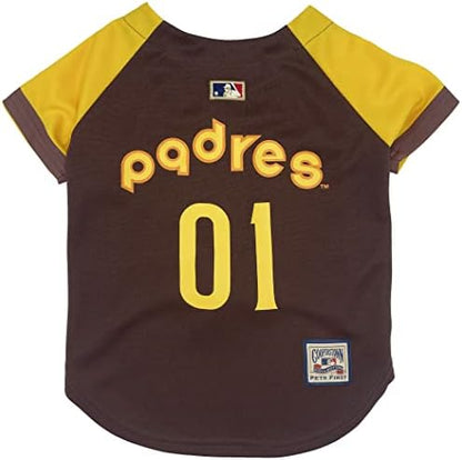 MLB SAN Diego Padres Vintage Throwback Jersey for Dogs & Cats in Team Color. Comfortable Polycotton Material, Small