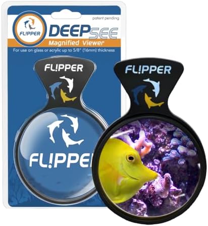 Flipper DeepSee 4" Magnetic Aquarium Viewer – Optical-Grade Magnifying Lens for Glass & Acrylic Tanks up to 5/8" Thick – Hands-Free Underwater Viewing for Fish, Corals & Aquarium Photography – Black