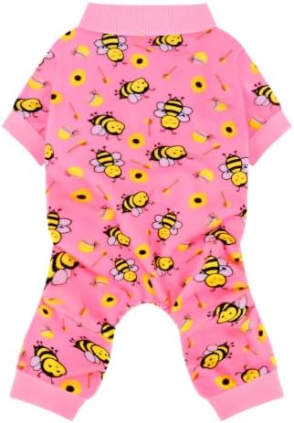 Paiaite Dog Pajamas Onesie: Comfortable Four-Legged Apparel for Small, Medium, & Large Dogs, Polyester Material for Comfort, Wrinkle Resistance, Moisture Wicking, Stretchiness Cute Bee Pink L
