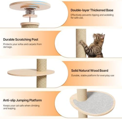 Floor to Ceiling Cat Tree Tower, 5T Adjustable Height 114-127.95”