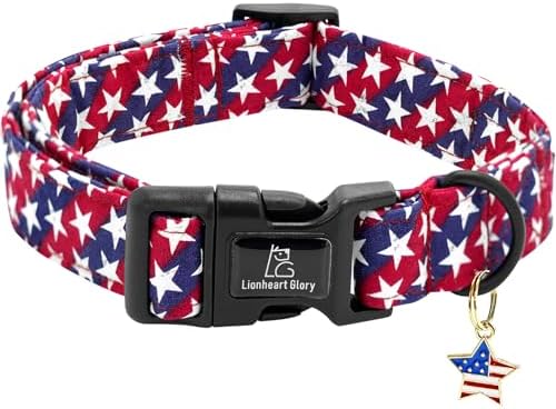 Lionheart glory American Flag Dog Collar, 4 of July Patriotic Independence Dog Collar Heavy Duty Adjustable Collars for Small Dogs Pet Gift Summer Collars