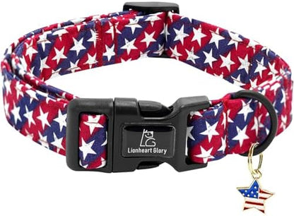 Lionheart glory American Flag Dog Collar, 4 of July Patriotic Independence Dog Collar Heavy Duty Adjustable Collars for Small Dogs Pet Gift Summer Collars