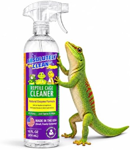 Absolutely Clean Amazing Reptile & Amphibian Terrarium Cleaner and Odor Eliminator - Just Spray/Wipe - Safely & Easily Removes Reptile & Amphibian Messes - USA Made