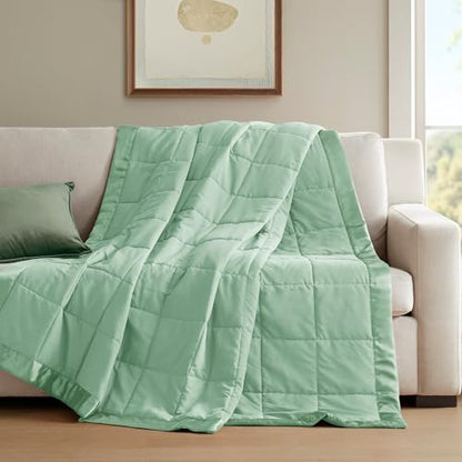 Madison Park Down Alternative Queen Blanket for Bed, Satin Trim, Seafoam