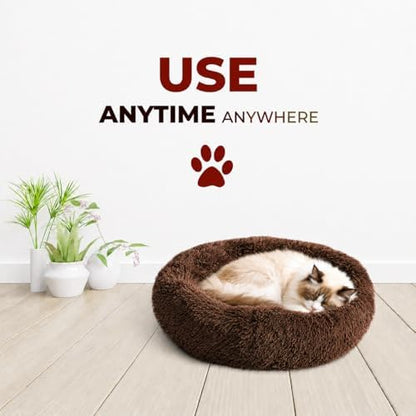 Whiskers & Friends Cat Beds for Indoor Cats & Small Dog, Fluffy Cat Bed