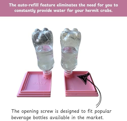 Pack of 2 Self-Refilling Hermit Crab Pools with Salt Marking – 110x110mm （4.5x4.5 in） Hermit Crab Water Bowl, Dishes Ideal for Small Pets – Easy to Use, Durable & Tip-Proof Dish (Cherry Blossom Pink)