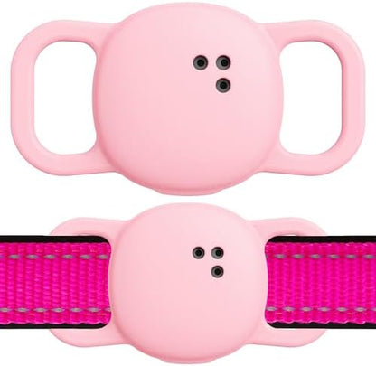 DDJ 2-Pack Cat Collar Case for Life360 Tile Sticker (Smallest Tracker)–NOT for Tile Mate/Pro–Silicone Protective Holder for Dog/Pet Collar, Ultra Durable, Easy Installation, Lightweight, Pink