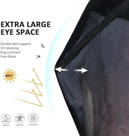Harrison Howard Horse Fly Mask with Ears, Half Face Fly Mask for Horses, UV Protection, Large Eye Space Coral Orange XL