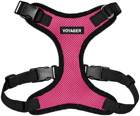 Voyager Step-in Lock Dog Harness - Fuchsia/Black Trim, Medium