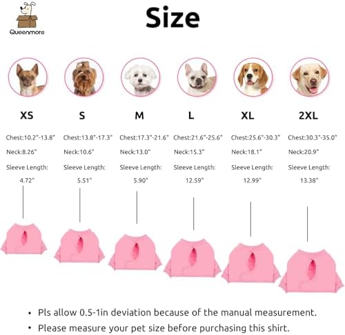 Queenmore Dog Surgery Recovery Sleeve for Front Leg, Breathable Dog Recovery Sleeves After Surgery, Cozy Long Sleeve Dogs Shirt, Alternative to Cone of Shame, Pink, XL