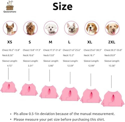Queenmore Dog Surgery Recovery Sleeve for Front Leg, Breathable Dog Recovery Sleeves After Surgery, Cozy Long Sleeve Dogs Shirt, Alternative to Cone of Shame, Pink, XL