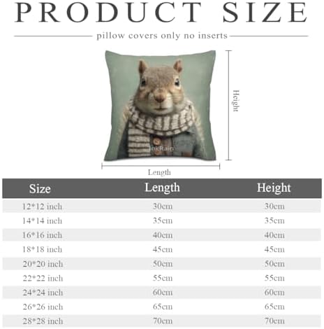 InkRain Winter Animal Cute Squirrel Pillow Cover 22x22 Inch Set of 2 Home Decor Decorative Cotton Linen Illustration Pillowcases for Living Room House Sofa