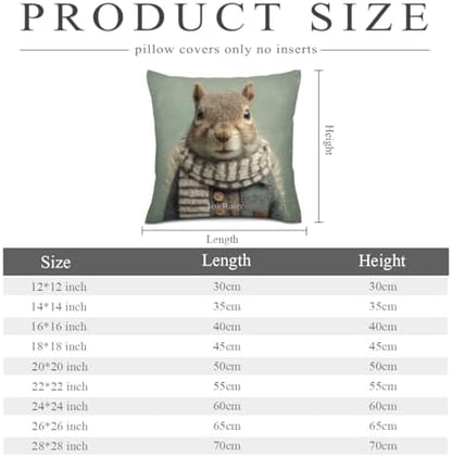InkRain Winter Animal Cute Squirrel Pillow Cover 26x26 Inch Set of 2 Home Decor Decorative Cotton Linen Illustration Pillowcases for Living Room House Sofa