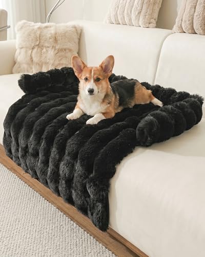 Calming Dog Bed/Mat for Couch,Faux Rabbit Fur Pet Sofa Furniture Protector