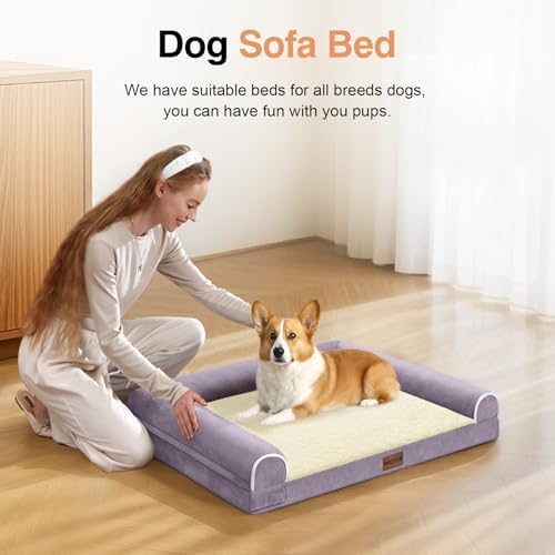 NANUYA Orthopedic Dog Bed for Medium Dogs, 30 x 20 Inch, Purple
