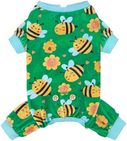 KYEESE Velvet Dog Pajamas for Small Dogs Soft Onesie Shirt, Little Bee