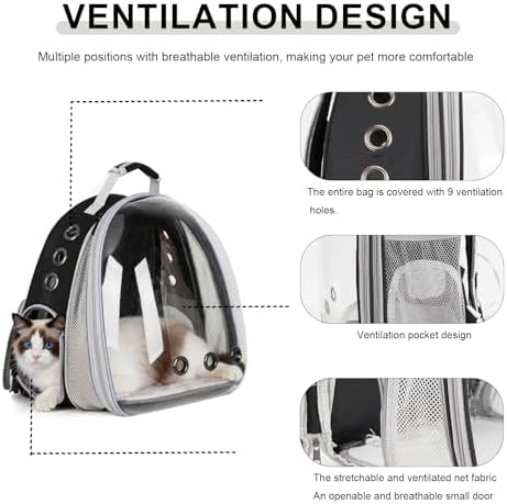Expandable Pet Backpack 14"×15"×16.5" Cats Dogs Carrier Bag