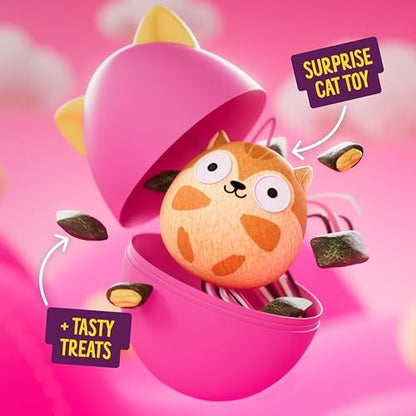 Bonkers Surprise Catnip Flavor Cat Treats, 60g Egg Case with Blind Box Cat Toy (1 of 8 Collectible Toys)