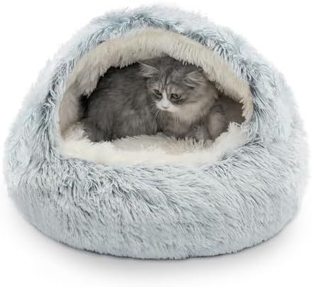 CATISM Cat Bed, Plush Hooded Cat Beds for Indoor Cats
