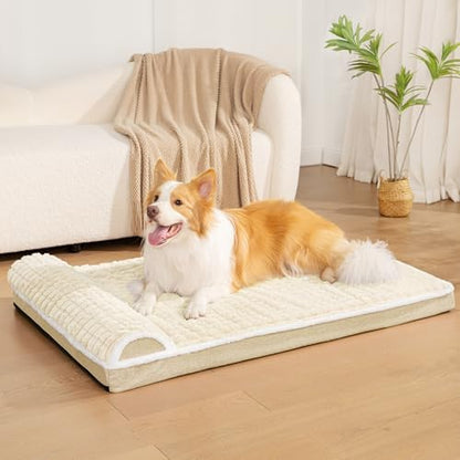 Orthopedic Large Dog Bed Pillow Pet Sofa Bed 56''X40'' Ivory