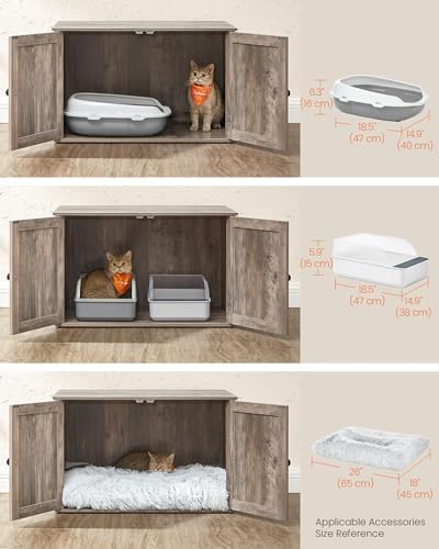 Feandrea Cat Litter Box Enclosure, End Table, 27.6 x 19.7 x 19.7 Inches