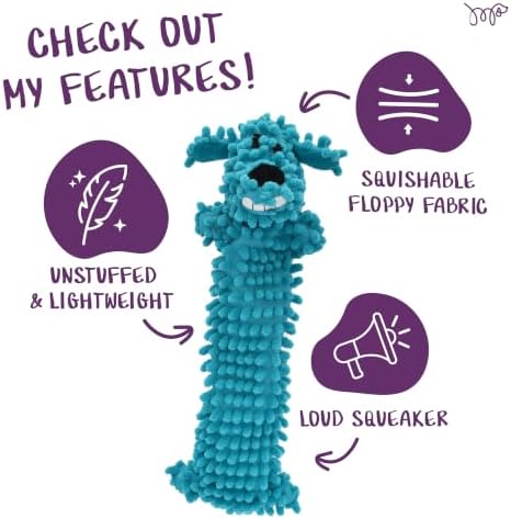 Multipet 12-Inch Floppy Loofa Light Weight No Stuffing Dog Toys, Assorted Colors (Pack of 1)