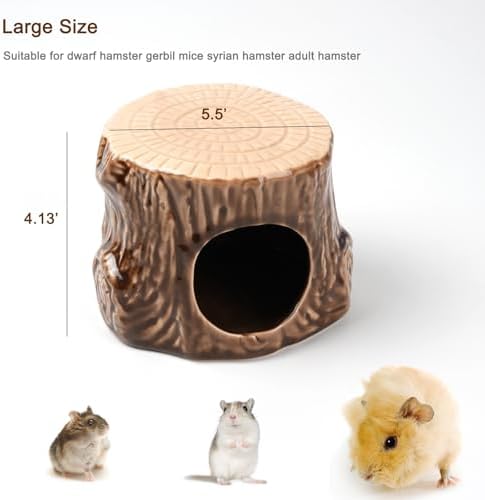 Ceramic Hamster Hideout Tree Chew Proof Syrian Hide Cool Bed Large