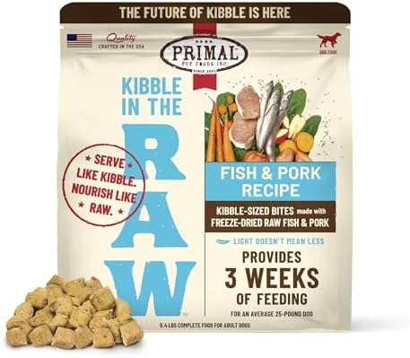 Primal Kibble in The Raw, Freeze-Dried Dog Food, Fish & Pork, 5.4 lb