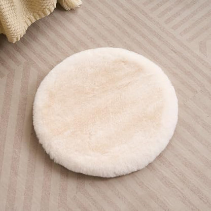 SHENGOCASE Round Faux Rabbit Fur Pet Bed Kneading Cushion, 16 inches, Cat Tree Tower Replacement Pad, 4-Pack (White)
