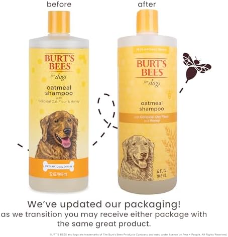 Burts Bees for Pets Oatmeal Dog Shampoo, Honey Scent, 32 Fl Oz, 2-Pack