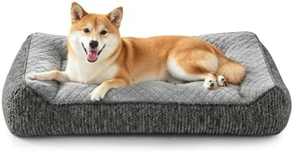 JOEJOY Orthopedic Dog Bed Medium Sized Dogs, Extra Thick Supportive Big Dog Couch Bed with Sides, Ultra Soft Pet Bed Sofa, Light Grey, 35''x25''