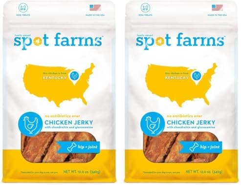 spot farms Chicken Jerky Healthy All Natural Dog Treats Human Grade for Hip and Joint 12 oz (Pack of 2)