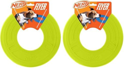 Nerf Dog Atomic Flyer Outdoor Dog Toy, 10 Inch Flying Disc Dog Fetch Toy, Rubber Dog Toy for Medium Dogs and Large Dogs, Green (Pack of 2)