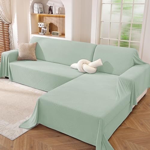 L Shaped Sectional Couch Cover 2 Piece, XXX-Large, Light Green