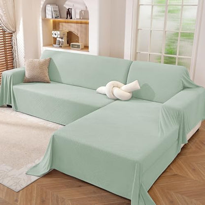 L Shaped Sectional Couch Cover 2 Piece, XXX-Large, Light Green