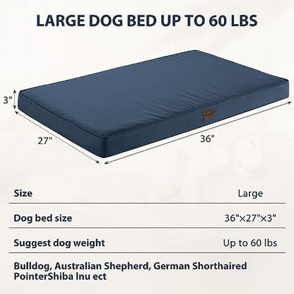 BFPETHOME Outdoor Waterproof Dog Bed for Large Dogs, Washable Cover, 36"