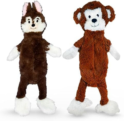 FGA MARKETPLACE Monkey-Fox Flat NO Stuffing NO Squeak Plush Dog Toy, Funny Style Will Entertain Your Pet for Hours, Recommended for Small and Medium Dog 21 INCH Long