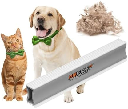 FurDozer Pet Hair Remover & Auto Detailing Tools - Cat & Dog Hair Remover for Carpets, Car Interiors, Couches, Bedding, & Pet Furniture (Gray, X3 MEGA - 10" Long)